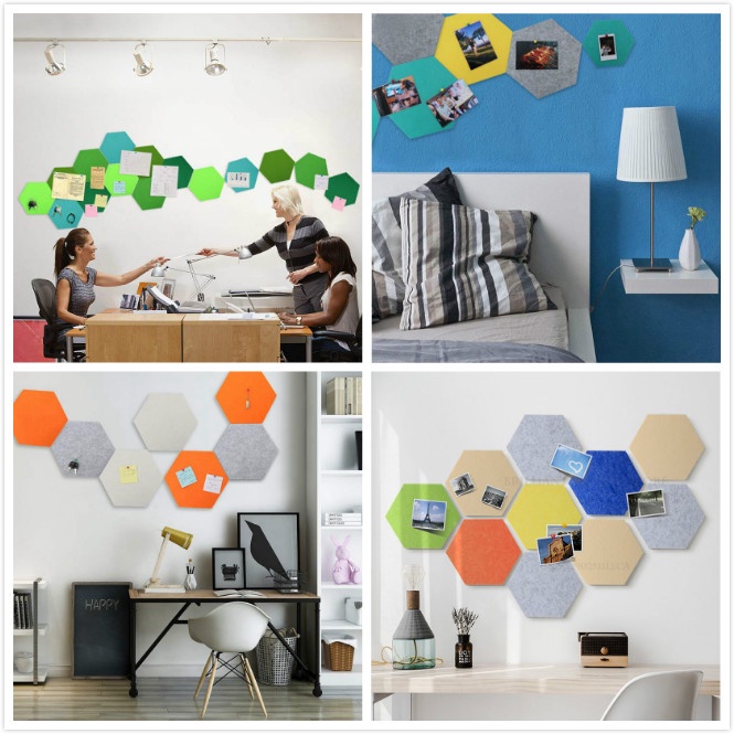 Tấm tiêu âm trang trí dán tường kiểu lục giác - Tấm nỉ Decor Văn phòng