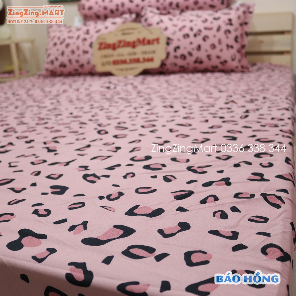 Bộ Ga Gối Poly Beo Hồng | Bộ Drap giường Ga trải giường ( 1 ga + 2 vỏ áo gối ) - ZingZingMart