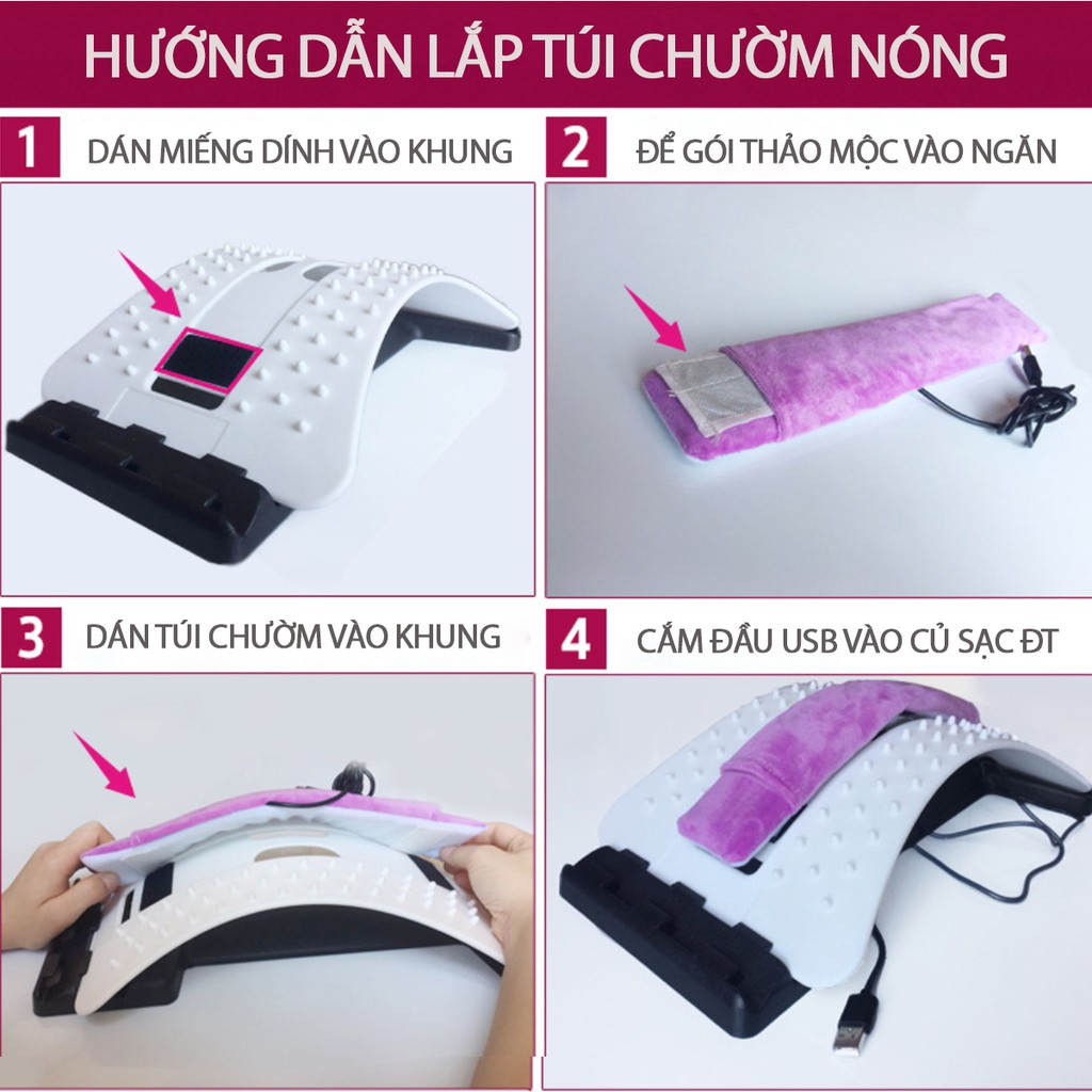 Khung nắn chỉnh cột sống chườm nóng - Thảo Dược trị liệu đau mỏi lưng nhanh hơn, cải thiện thoái hoá - thoát vị hiệu quả