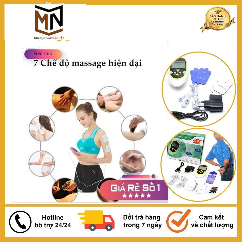 Máy Massage Trị Liệu Xung Điện 8 Miếng Dán Đầu Ra Kép Đa Chức Năng, Giúp Trị Liệu Đau Mỏi Vai Gáy