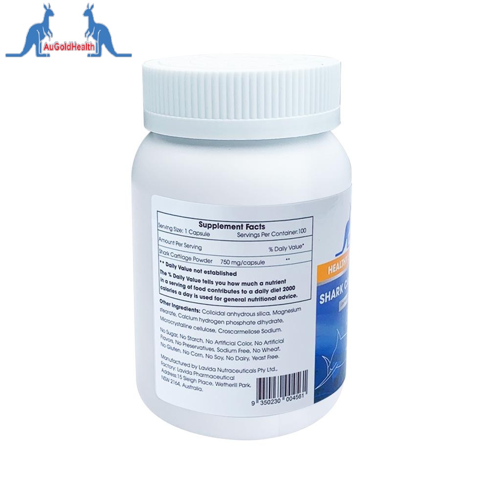 Viên Uống Xương Khớp Sụn Cá Mập Augoldhealth Shark Cartilage 750mg Của Úc _ Jena hàng ngoại