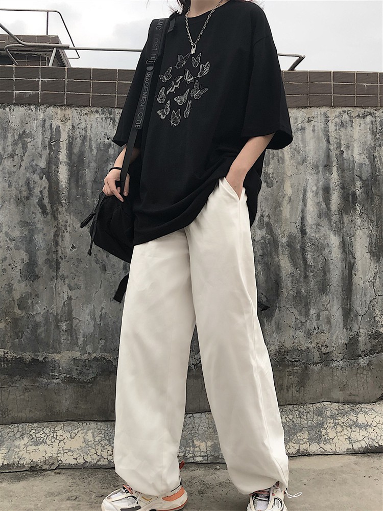 Áo phông tay lỡ unisex Butterfly 🔥TREND 2021🔥 Áo phông nữ form rộng đẹp màu đen xám Thời trang Ulzzang Quảng Châu | BigBuy360 - bigbuy360.vn