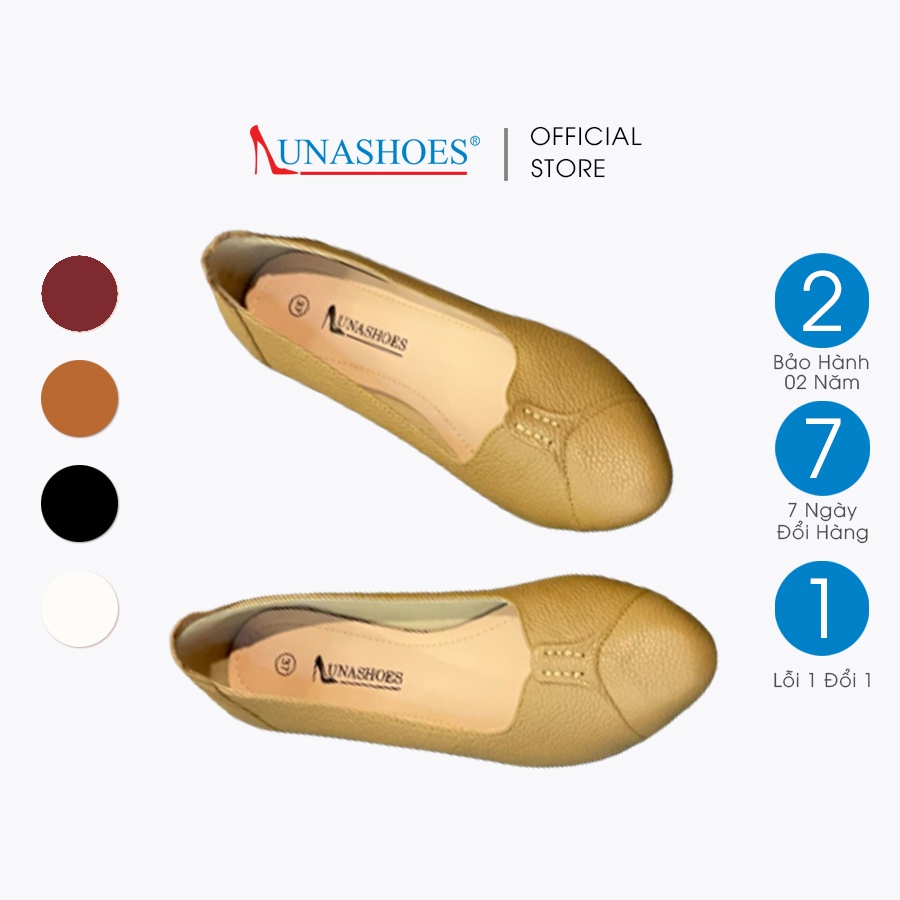 Giày bệt nữ mũi tròn da bò thật 100% bảo hành 2 năm 1 đổi 1 LUNASHOES 1079 êm chân dễ đi dễ phối đồ giầy trung niên