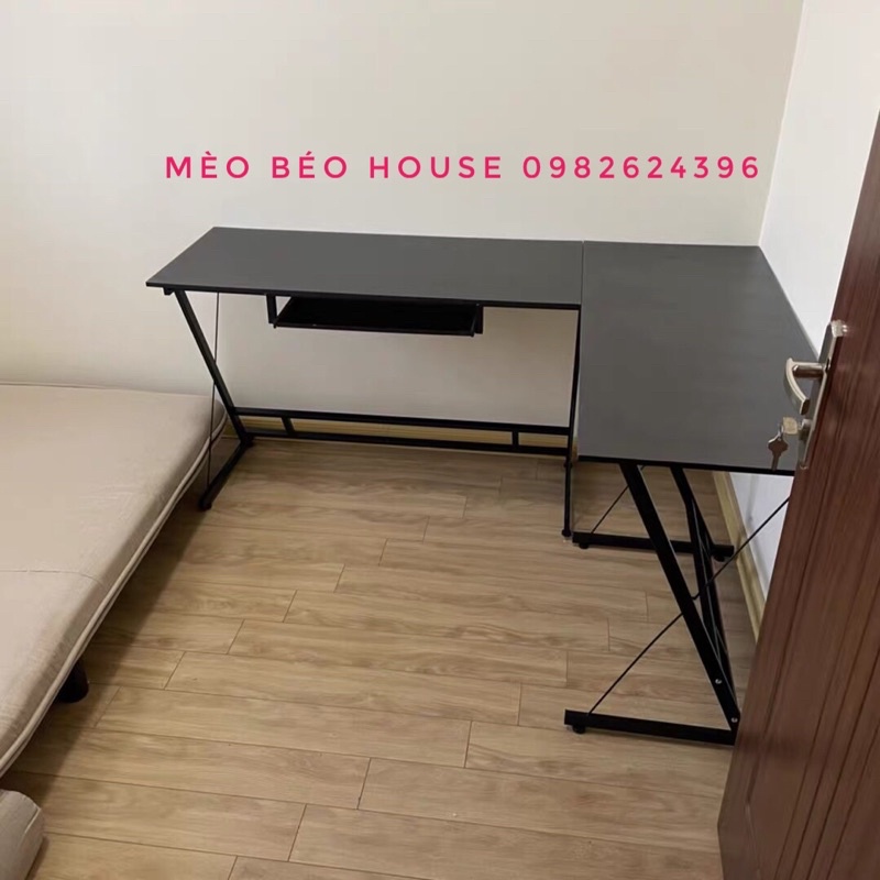 [HÀNG LOẠI I ] Bàn làm việc chữ L chân chéo khung sắt sơn tĩnh điện, bàn học đa năng xoay đa hướng, bàn gaming
