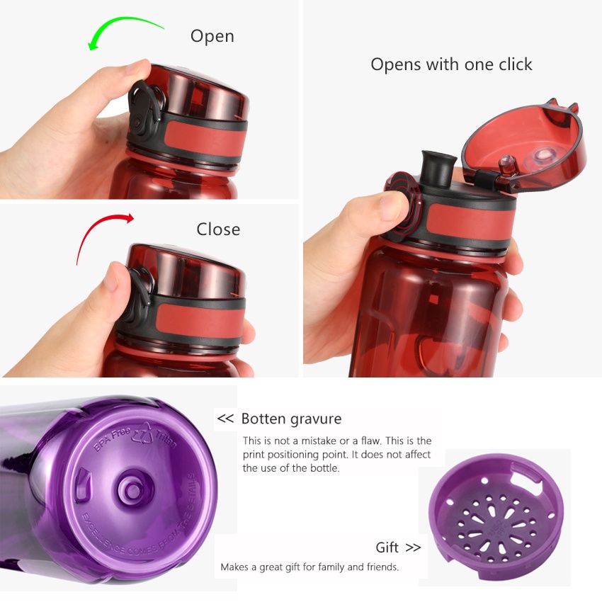 UZSPACE Bình Nước Thể Thao Du Lịch Không BPA Chống Rò Rỉ 350/500/950ml