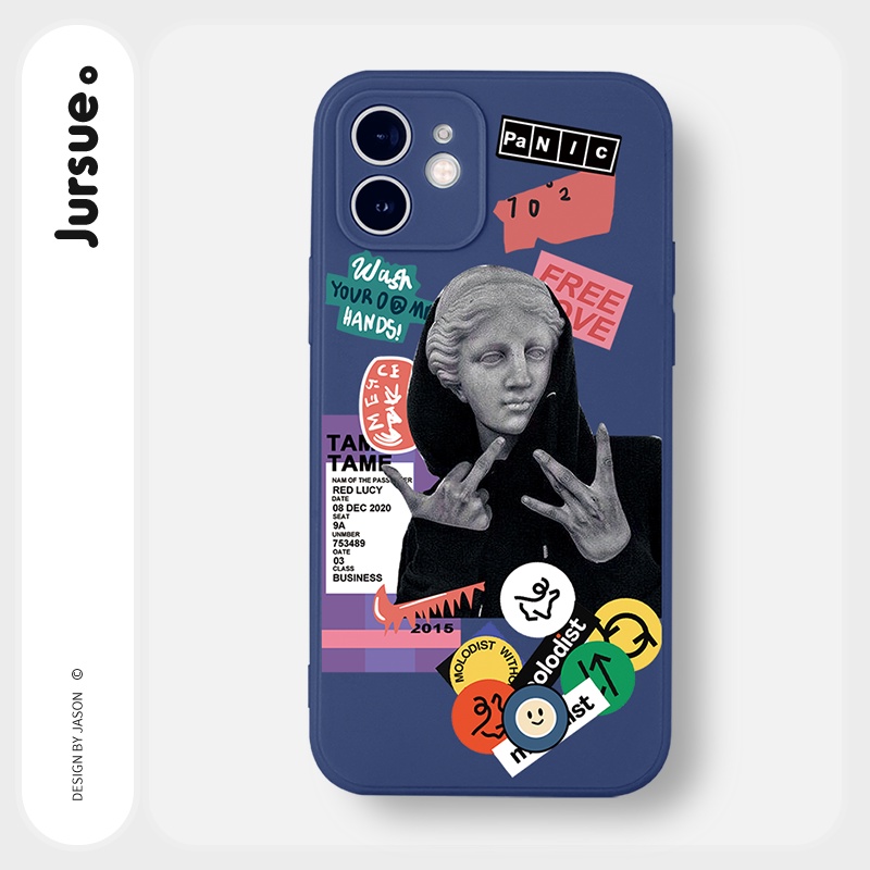 Ốp lưng JURSUE mềm chống bẩn hình ngộ nghĩnh bựa cho iPhone 13 12 11 Pro Max SE 2020 X XR XS ip 8 7 6 6S Plus Y85