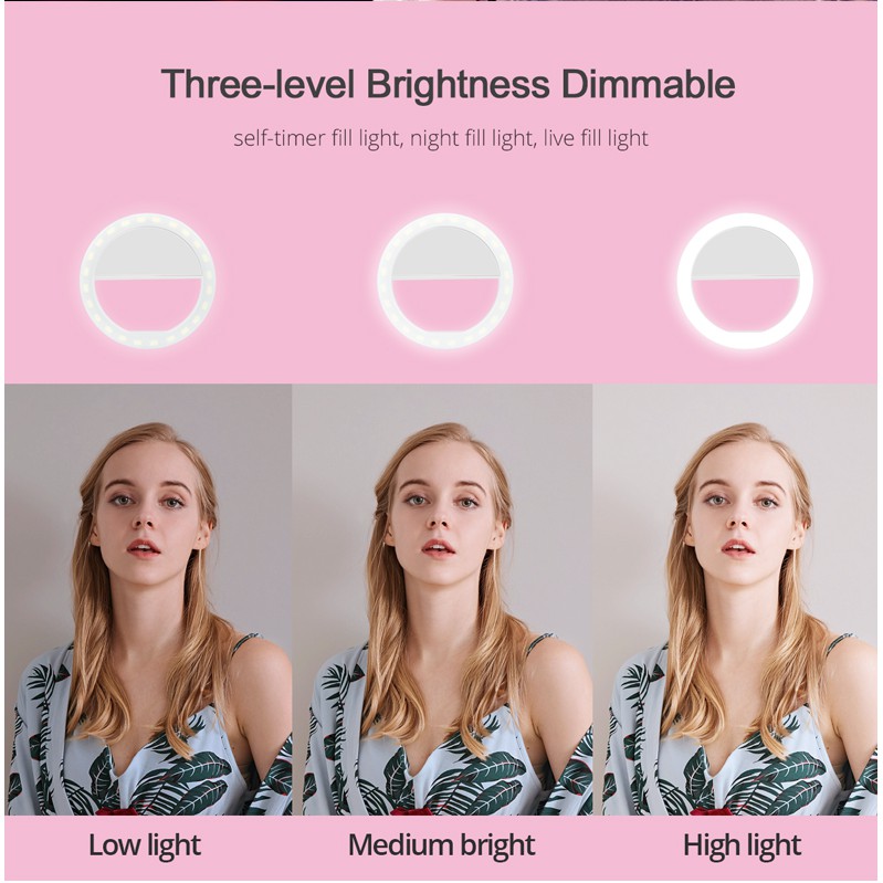 Đèn LED Kẹp Điện Thoại Hỗ Trợ Chụp Ảnh Selfie Cho Nữ