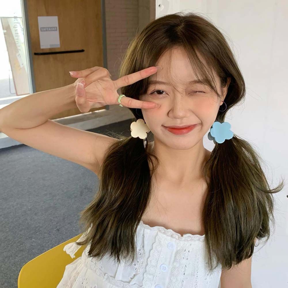 Kẹp gắp tóc càng cua acrylic mini màu trơn họa tiết hoa phong cách Hàn Quốc dễ thương cho nữ