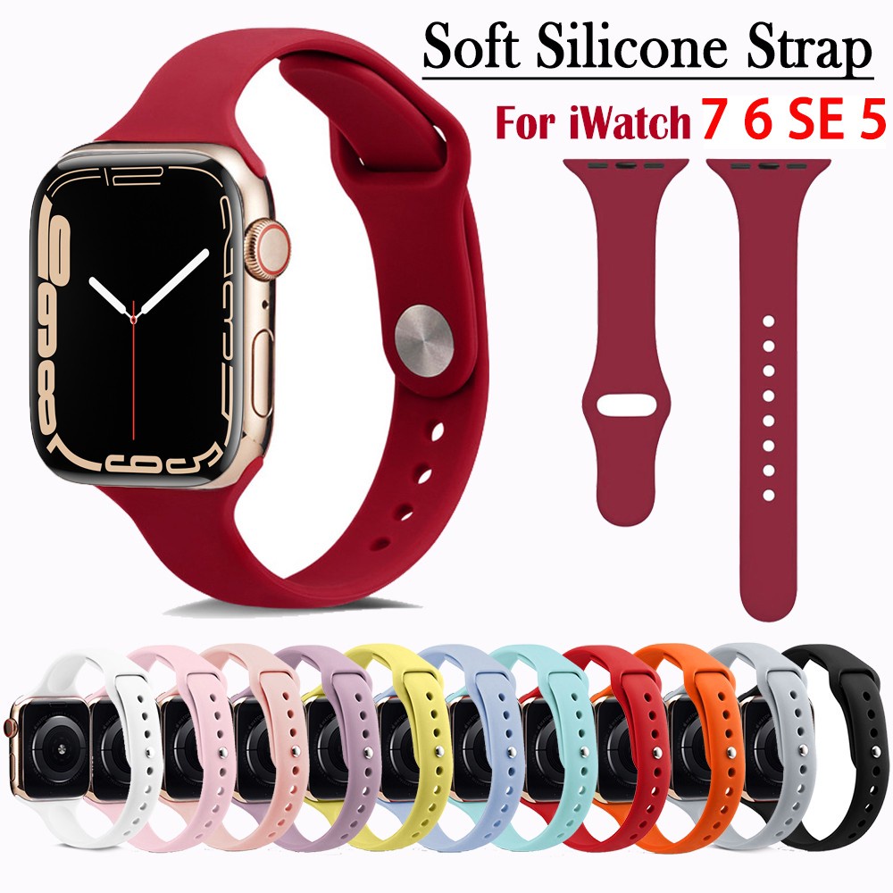 Dây Đeo Silicone Mềm Mỏng Cho Đồng Hồ Thông Minh Smart Watch Series 7 6 5 4 3 2 45mm 41mm 44mm 38mm 42mm