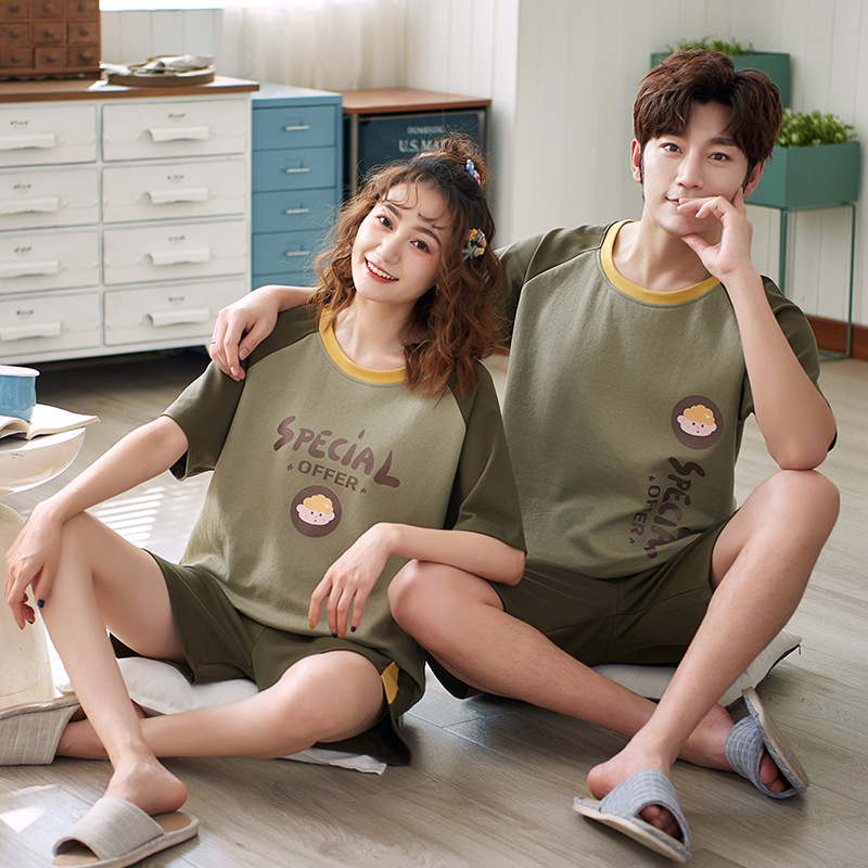 áo nữ đồ bộ pyjama Pijama Set Đồ Ngủ Vải Phi Bóng Phong Cách Hàn Quốc Quyến Rũ Cho Cặp Đôi Đồ ngủ đôi đồ mặc nhà thu đông lụa cặp đôi cao cấp nam