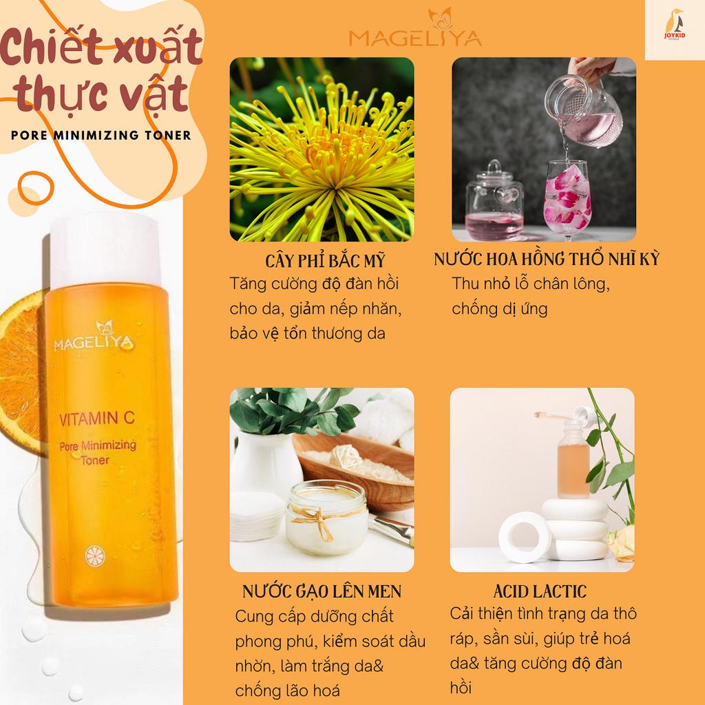 Nước hoa hồng Mageliya Vitamin C Pore Minimizing Toner se khít lỗ chân lông, dưỡng ẩm, ngừa mụn Thái Lan 200ml