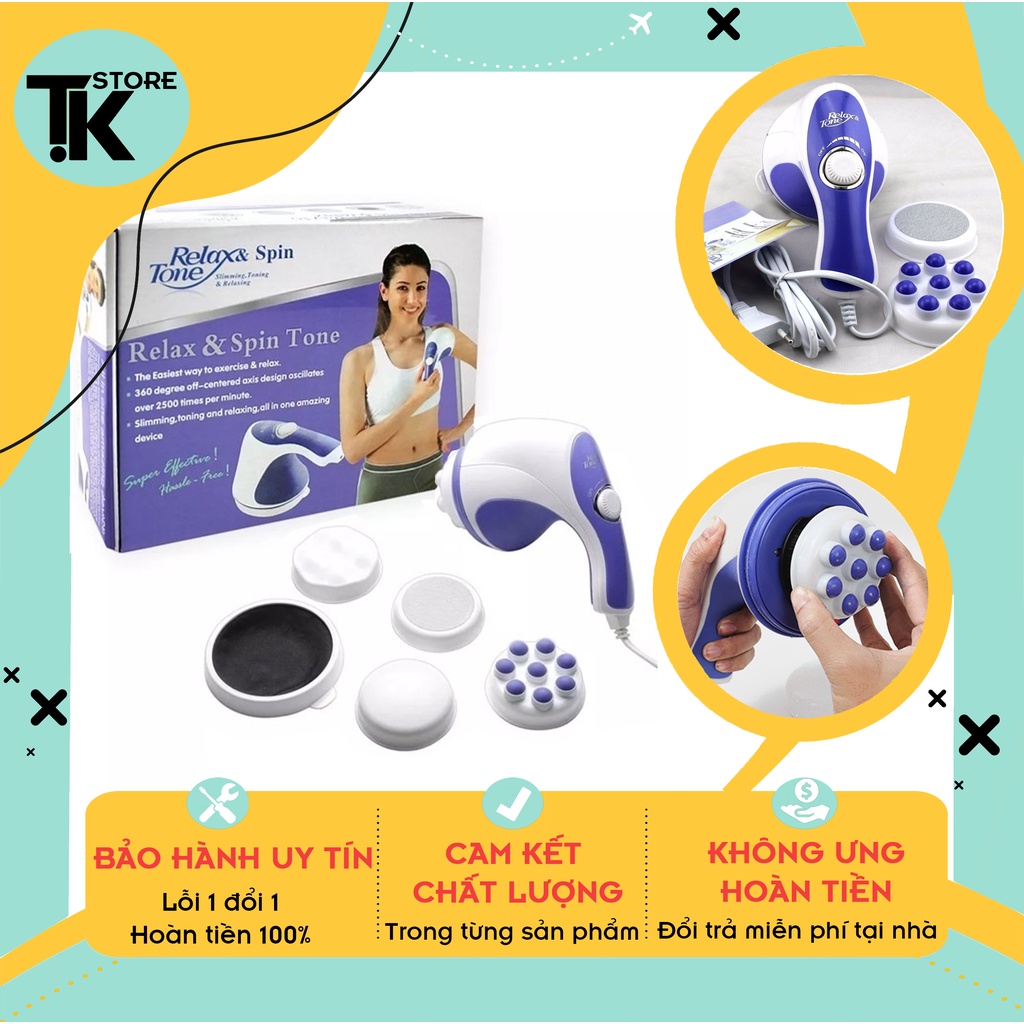 Máy Massage Relax &amp; Spin Tone đa năng, Máy đánh tan mỡ bụng cầm tay Relax &amp; Spin Tone - Bảo hành 12 tháng