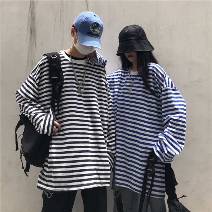 Áo Thun Tay Dài Kẻ Sọc Ngang Cho Cặp Đôi | BigBuy360 - bigbuy360.vn