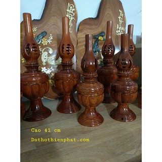 Cặp đèn thờ gỗ hương 41 cm