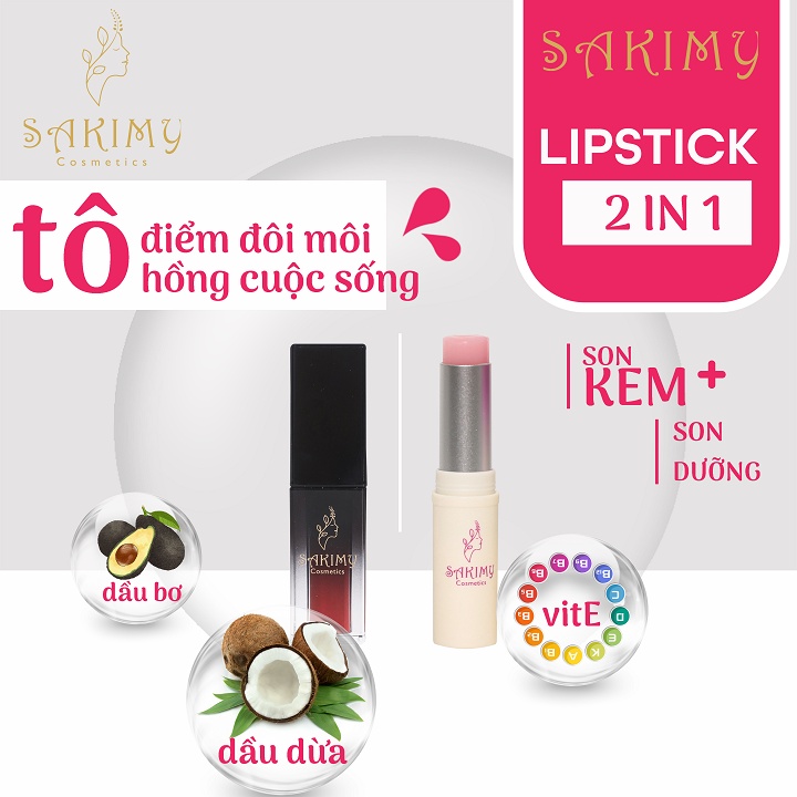 Combo Son kem và Son dưỡng môi Sakimy màu siêu đẹp (Chính hãng) | BigBuy360 - bigbuy360.vn