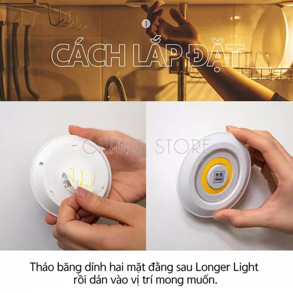Bộ 3 Đèn LED Dán Tường Mini Thông Minh MURO Longer Light có chức năng hẹn giờ và Remote Điều Khiển Từ Xa