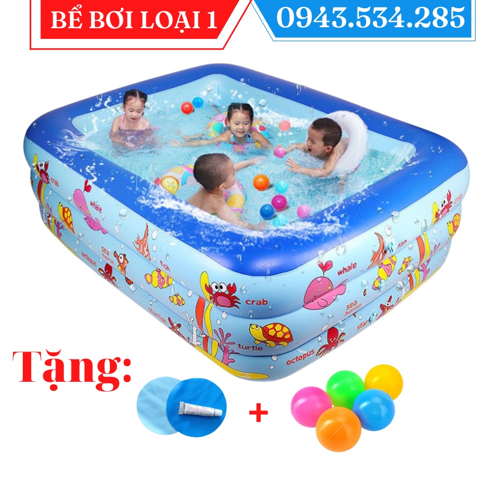 ۩△☼Phao bơi cho bé, Bể Tắm Bé 2m1, 1m8, 1m5, 1m3 dày dặn, bền đẹp - Món Quà Tuyệt Vời Các Trong Mùa Hè Này
