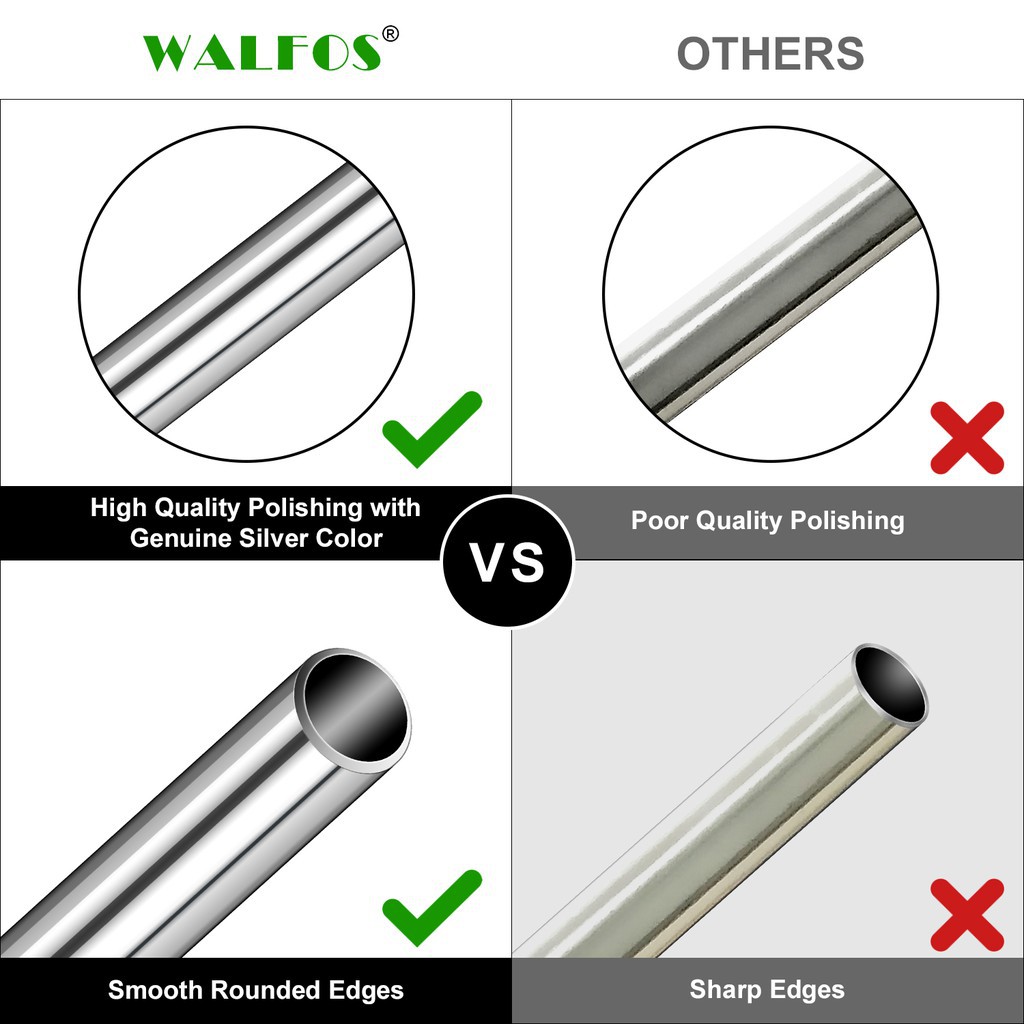 Set 5 ống hút inox Walfos bằng thép không gỉ tái sử dụng 10 màu sắc kèm túi đựng và cọ rửa tiện lợi