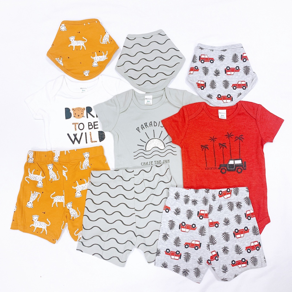 Set body quần yếm xuất xịn PL Baby cho bé từ 3m - 9m
