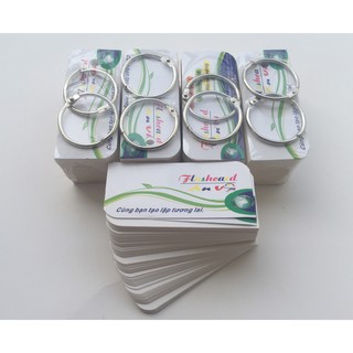 combo 10 bộ 500 Thẻ học Flashcard kích thước 3,5x8cm vuông+ 10 Khoen, 20 Bìa.