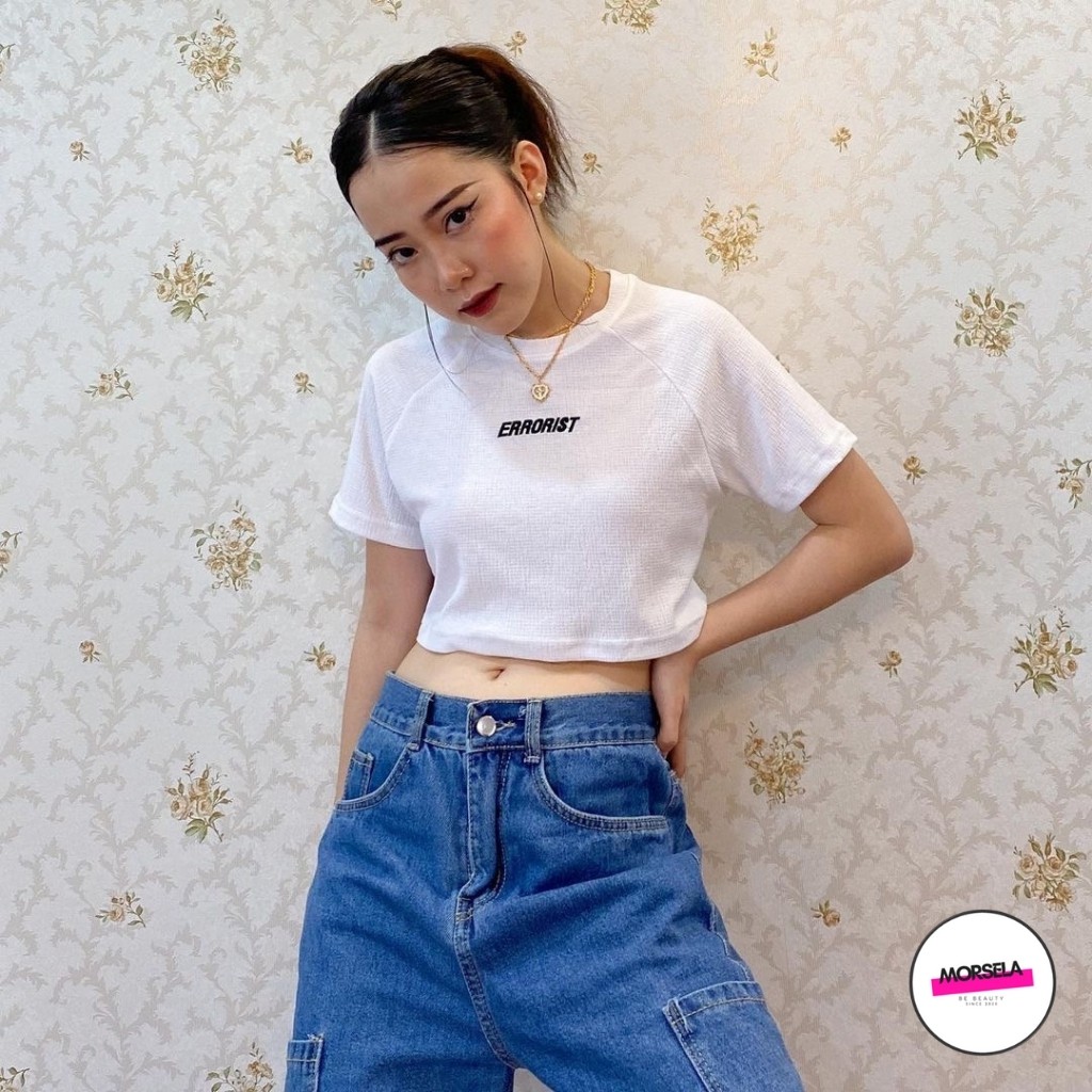 Áo croptop rộng tay lỡ ERRORIST chất cotton TIXI cá tính - Áo croptop nữ rộng - Morsela