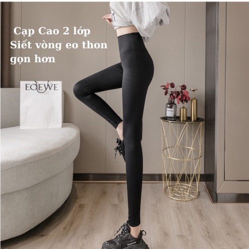 Quần Legg Nữ Cạp Cao Nâng Mông Vải Thun Cotton Co Giãn Ôm Bó, Tregging  Dài Tập Gym Yoga Elyfashion