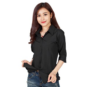 áo sơ mi đen chát von lụa đẹp Ch094598
