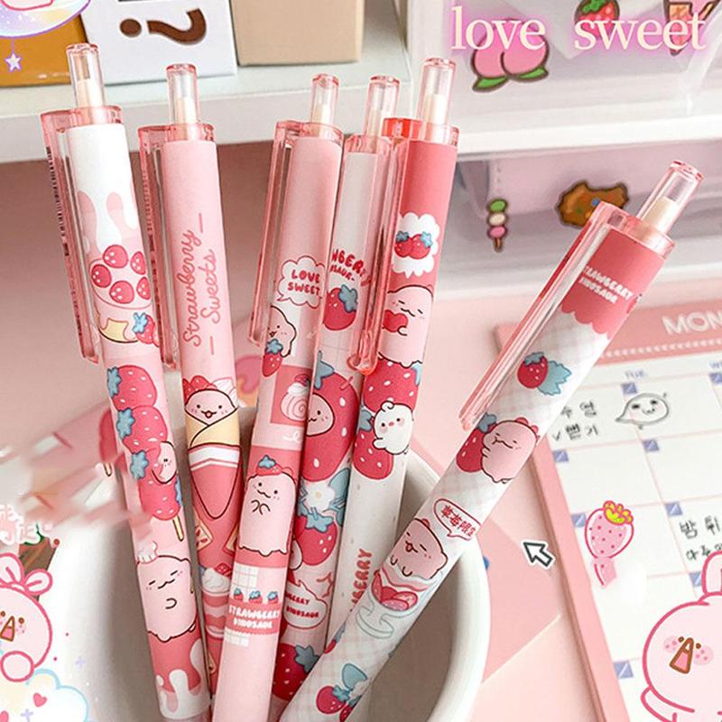 1 Bút Mực Gel Ngòi 0.5mm Mực Đen Họa Tiết Khủng Long Dâu Tây Hoạt Hình Phong Cách Ngẫu Nhiên Dành Cho Học Sinh