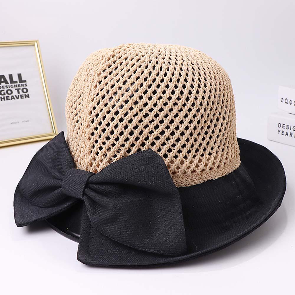 Mũ Bucket Vải Đính Nơ Chống Tia Cực Tím Gấp Gọn Phong Cách Hàn Quốc Cho Nữ