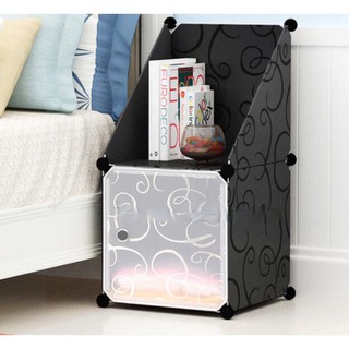 TỦ NHỰA LẮP GHÉP MINI ĐẦU GIƯỜNG 1 Ô TO + 1 KỆ 2 TAM GIÁC CỬA TRẮNG TRONG ĐỂ ĐỒ ĐA NĂNG THÔNG MINH