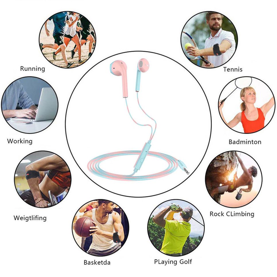 Headphones In-ear Wire Control With Built-in Microphone Mobile Game Headset