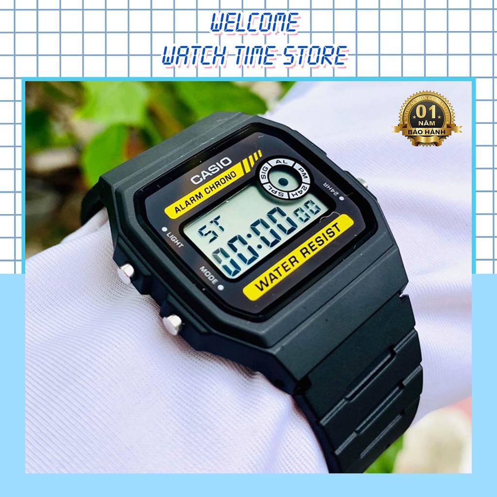 Đồng hồ điện tử thể thao đeo tay nam nữ chính hãng SK huyền thoại F-94WA dây cao su giá rẻ