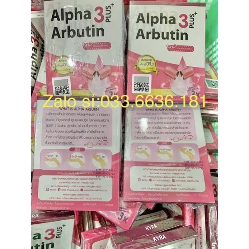 hộp 10 viên kích trắng alpha arbutine Thái Lan ban đêm