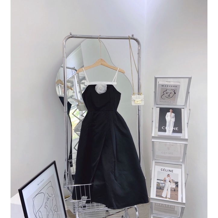 ĐẦM MIDI 2S VIỀN NGỰC TAG HOA