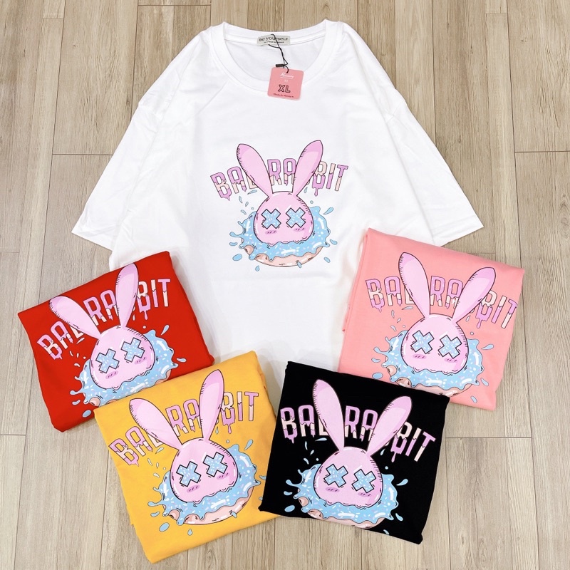 Áo Thun PHÔNG NAM NỮ UNISEX Thỏ BadHabits - Hình chụp thật