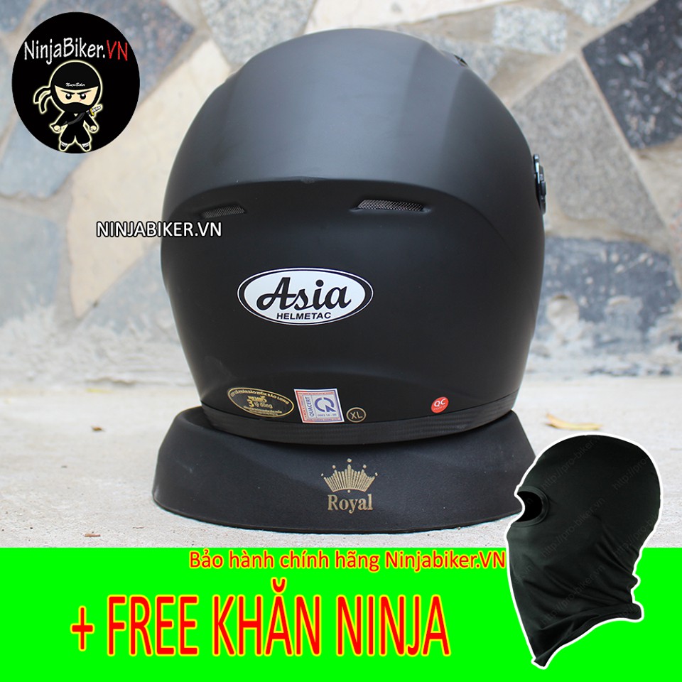 Nón bảo hiểm ASIA fullface tem đen full chính hãng ( ảnh thật ) tặng khăn ninja kèm thùng