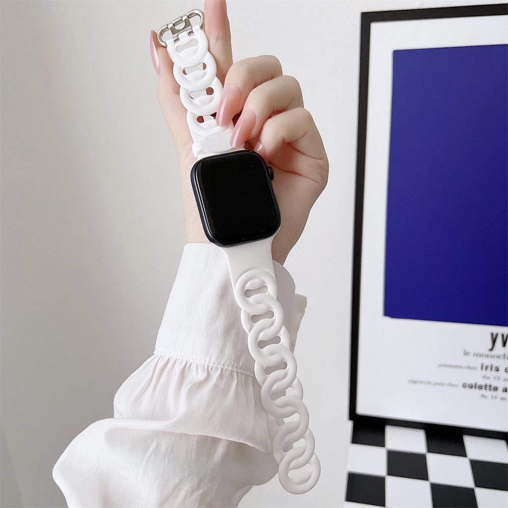 Dây Đeo Silicon Thời Trang Sang Trọng Cho Đồng Hồ iWatch 38mm 40mm 42mm 44mm 41 45mm