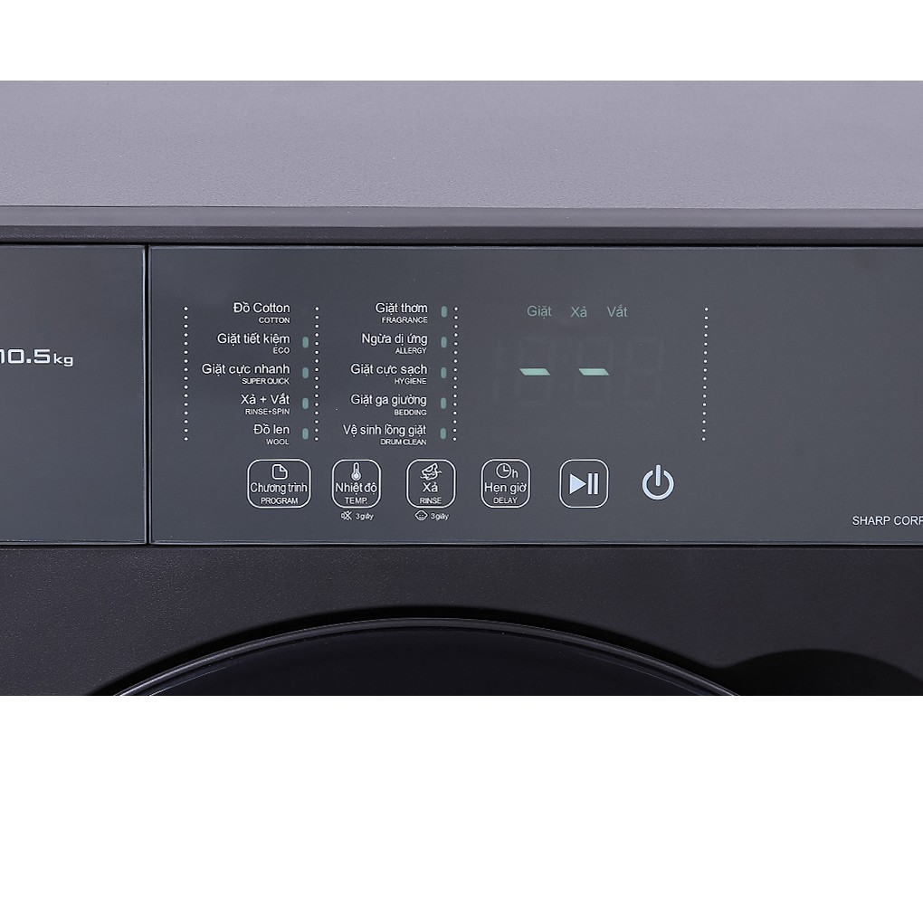 ES-FK1054PV-S- MIỄN PHÍ CÔNG LẮP ĐẶT-Máy giặt Sharp Inverter 10.5 Kg ES-FK1054PV-S Mới 2021