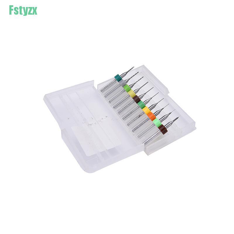 fstyzx 10PCS PCB CNC Print Circuit Board Carbide Micro Drill Bits Set Tool 0.1mm-1.0mm