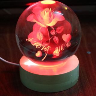 Đèn 3D pha lê tình yêu, quà tặng 8/3, lễ tết quả cầu 8cm