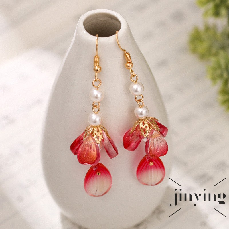 GETNOIVAS Đôi hoa tai phong cách cổ trang Trung Quốc trang trí ngọc trai thanh lịch