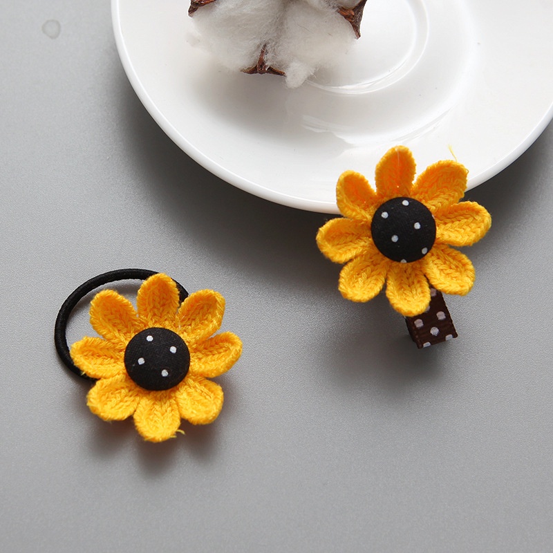 Kẹp tóc/ Dây buộc tóc trang trí bông hoa hướng dương xinh xắn dành cho bé gái
