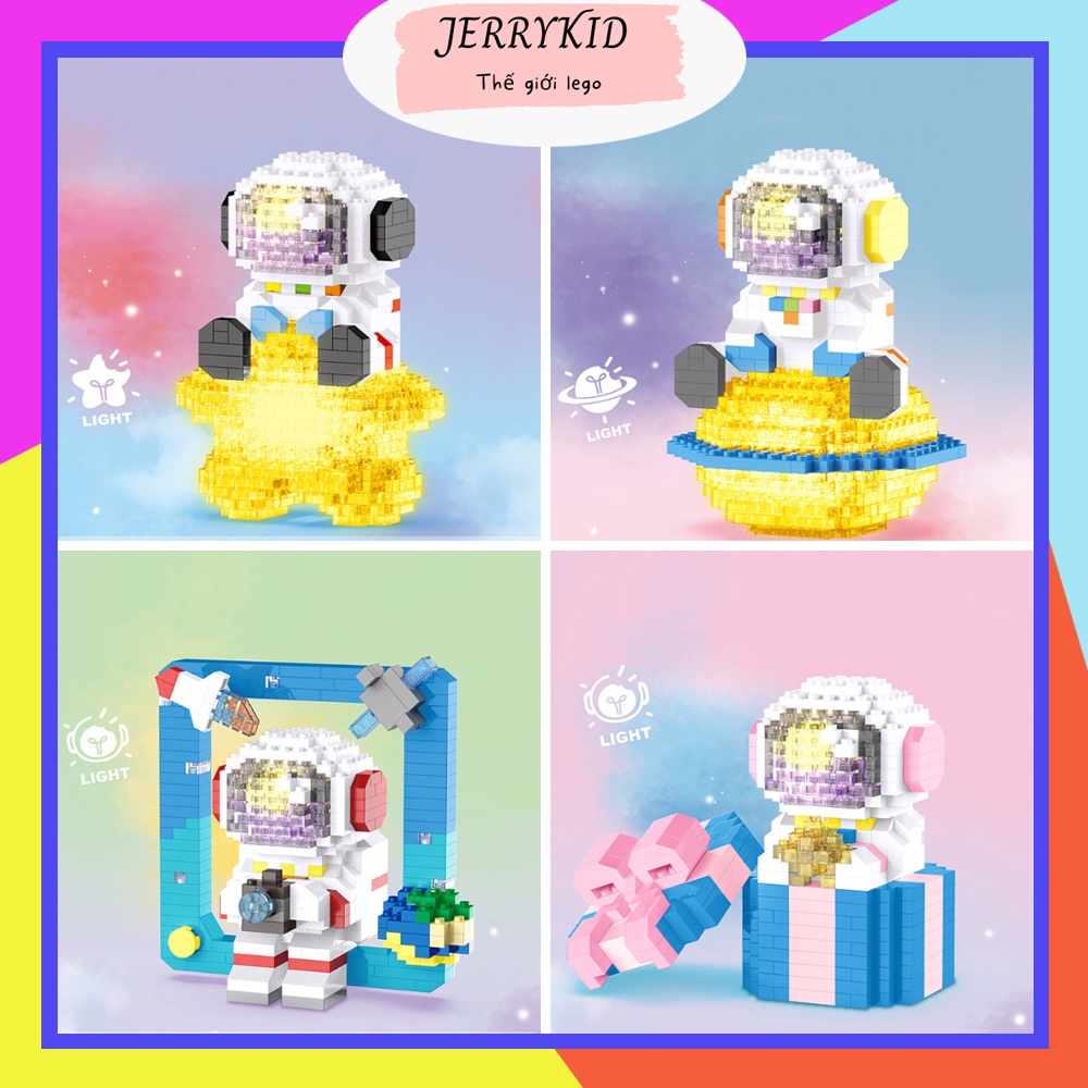 Lego phi hành gia lắp ráp xếp hình lắp ghép mô hình 3d mini cute có đèn phát sáng cho bé trai bé gái - Jerrykid