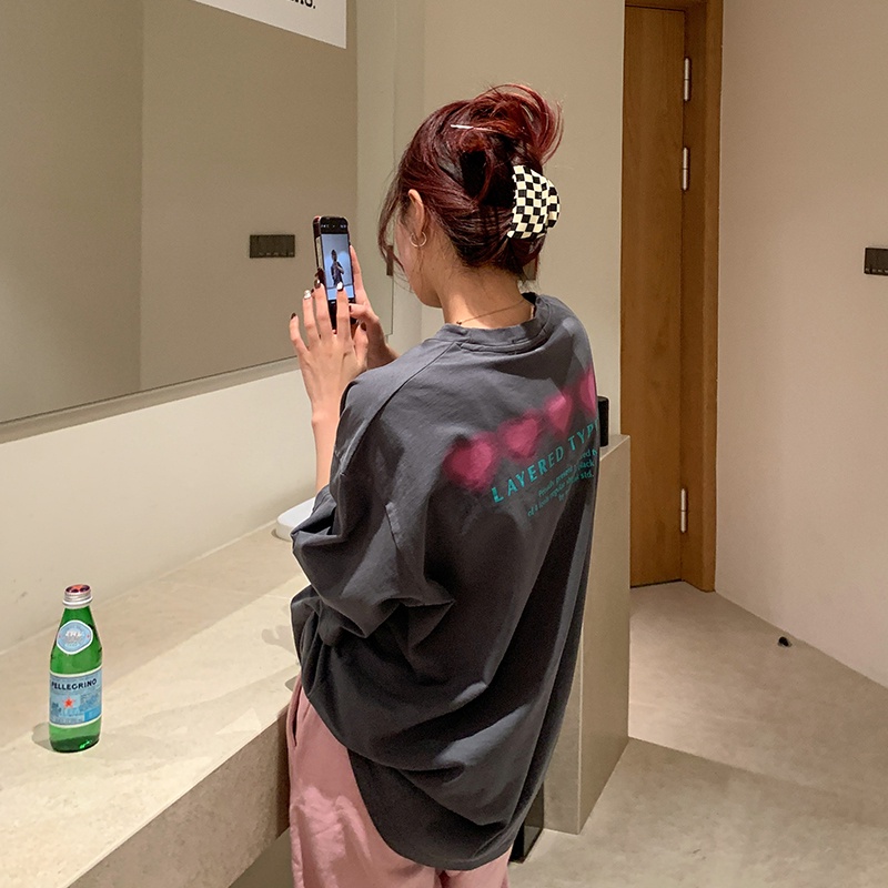 Áo thun SUXI tay ngắn cổ tròn dáng rộng in chữ thời trang mùa hè cho nữ