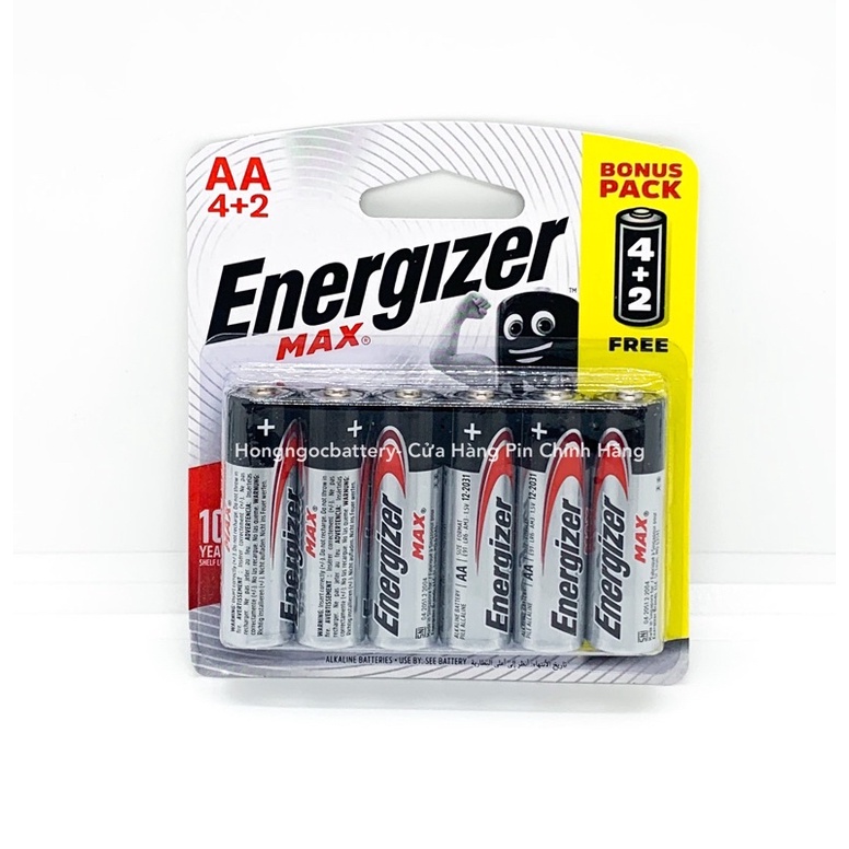 Vỉ 6 Viên Pin AA , Pin AAA Energizer Max 1,5V Alkaline - Hàng chính hãng