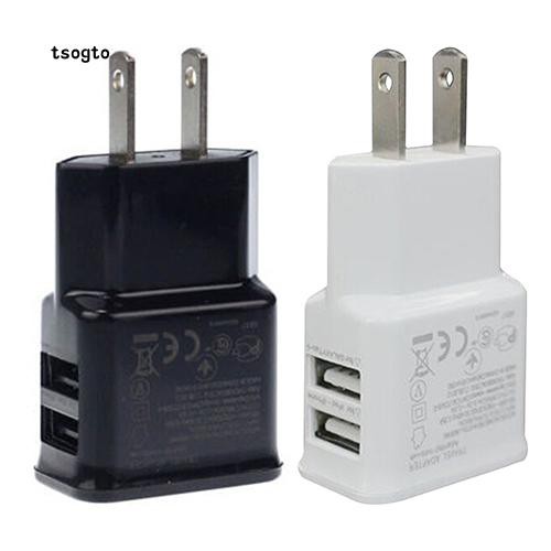 Đầu sạc gồm 2 cổng USB 5V 2.1A phích cắm US dành cho Samsung iPhone iPad iPod