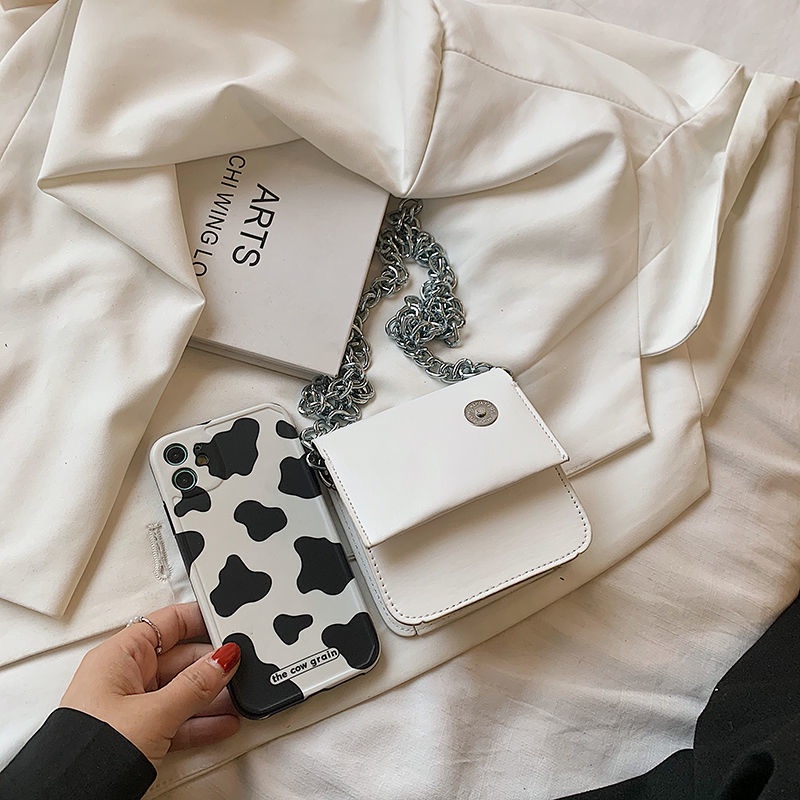 Túi đeo chéo mini dây xích nữ chuỗi dày thời trang túi hộp vuông