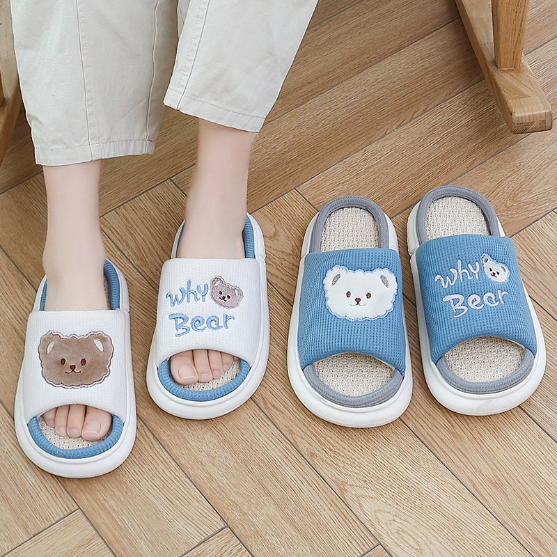 Dép cotton Lanh Đi Trong Nhà Đế Dày Khử Mùi Kiểu Hoạt Hình Xinh Xắn Cho Cặp Đôi
