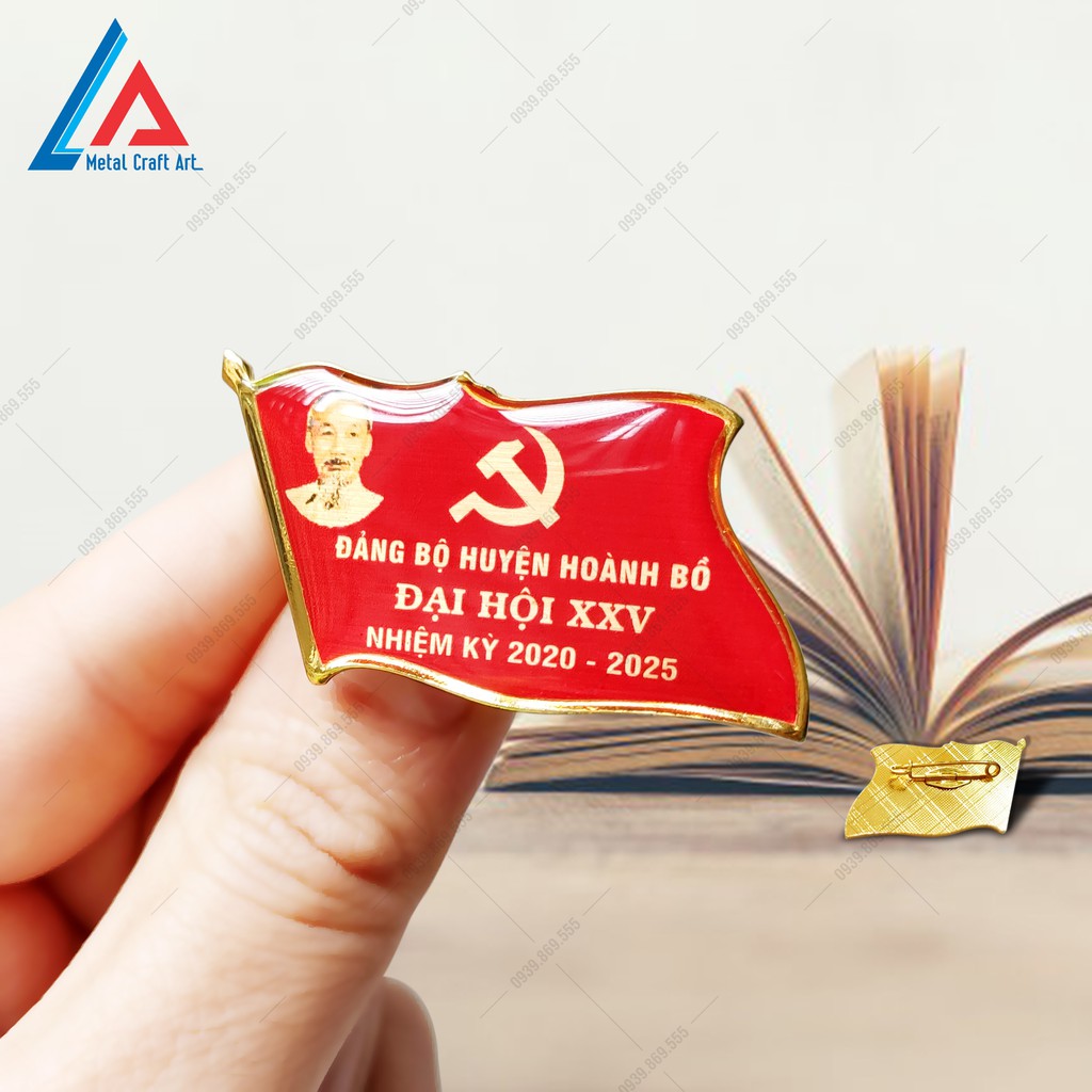 Huy hiệu Lá cờ cài áo in nội dung theo yêu cầu