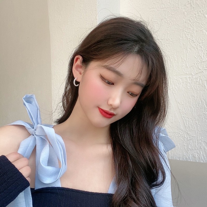 iF YOU Bộ 6 khuyên tai hình trái tim đính ngọc trai giả thời trang thanh lịch cho nữ